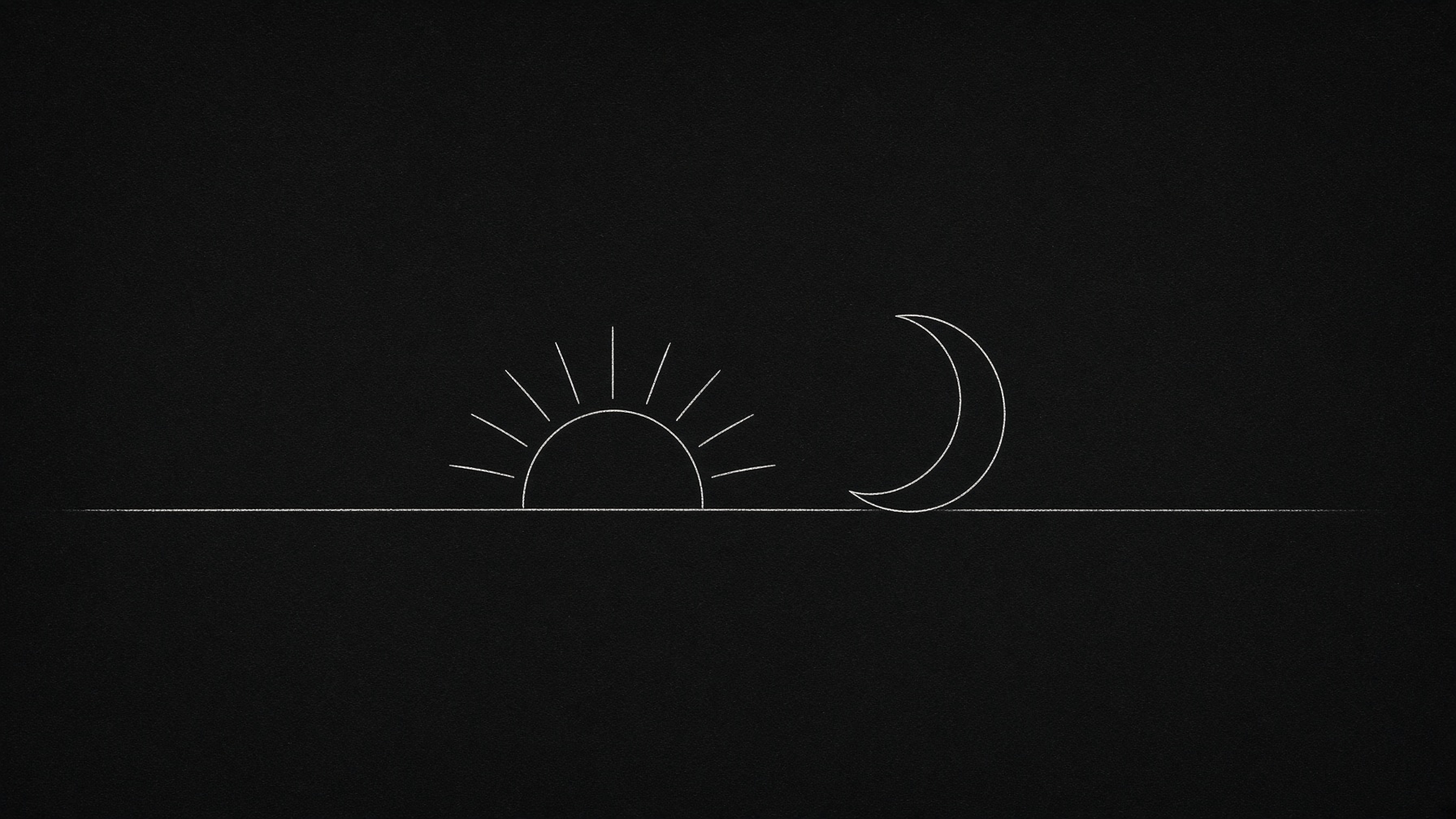 Sole e luna stilizzati su sfondo nero